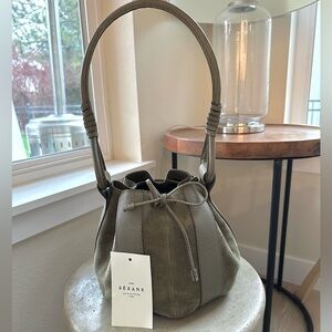 Sezane Lola Bucket Bag - Lizard Suede Olive